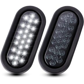 MADCATZ 6 Inch Oval Amber 24 LED Tail Lights Turn Signal Lamps 3 Prong Plugs Waterproof for truck trailer rear lights 12V DC