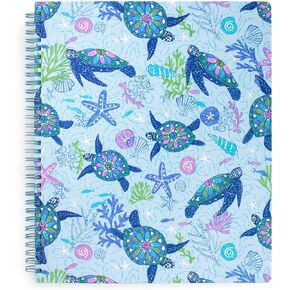 Vera Bradley Blue Floral Large Spiral Notebook, College Ruled Paper, 11" x 9.5" with Pocket and 160 Lined Pages, Daisy Fields Brght