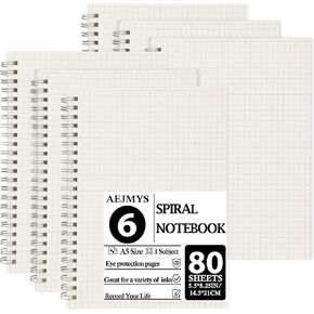 Spiral Notebook,6 Pack A5 Lined Notebooks,Hardcover Spiral Journal Notebook,80 Sheets -160 Pages Journals for Study and Notes,8.3 inch x 5.5 inch (Black+Brown)