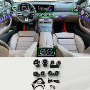 W213 Interior Ambient Light 64 Color for 2017 2018 19 2020 2021 2022 Mercedes Benz e300 e350 e400 e450 e53 e63 E-Class Air Vent Lights Accessories Trim, 8pcs Turbo LED Vents, NOT for 2 Door Coupe.