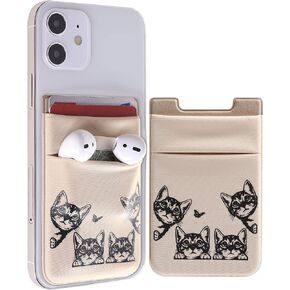 Stretchy Wallet Phone Case, Stick-On Fabric Phone Wallet Stick On for Women FUNNY Cute Phone Card Holder for iPhone Case, Stick On Back of Phone Fabric Sleeve for iPhone Pocket - (Black - Buttman)