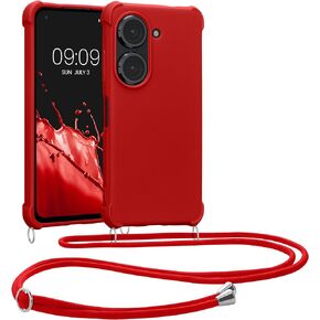 kwmobile Crossbody Case Compatible with ASUS Zenfone 10 / Zenfone 9 Case - TPU Silicone Cover with Strap - Black