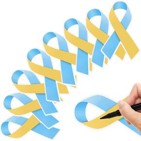 60 Pieces Down Syndrome Awareness Accessories Bulk Down Syndrome Awareness Paper Ribbons Social Event Supplies for Donation Support Care Decorations Men Women, 4 x 7 Inches
