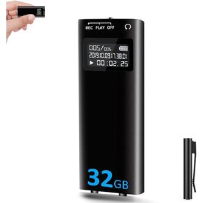 Voice Recorder, Hfuear 32GB Voice Activated Recorder, 2400 Hours Recordings Capacity, 26 Hours Battery Life, Audio Sound Recording Device for Lectures, Meetings - Strong Magnet, Back Clip in Kuwait