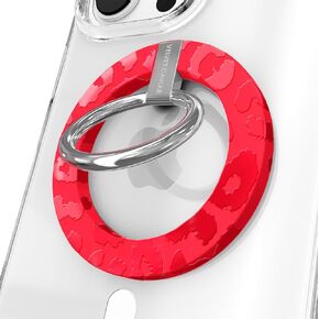 Velvet Caviar Compatible with MagSafe Phone Grip Ring Holder with Adjustable Stand - Removable Magnetic Accessories for iPhone 12, 13, 14, 15 (Red Leopard)