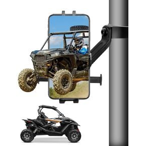 UTV Phone Holder 360° Rotation Universal for UTV ATV SXS 1.75-2 Inch Roll Bar Heavy Duty Aluminum ATV Phone Mount for 4.7-6.8 Inch Cell Phone