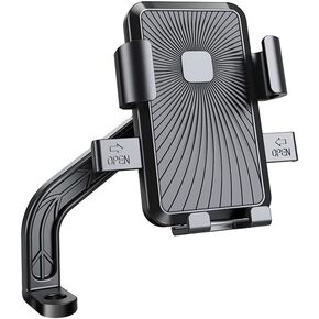 Motorcycle Phone Mount Holder -[Camera &Button Friendly]- Handlebar Phone Mount for Bike, 360° Rotation Adjustable Bicycle Scooter Phone Clip for iPhone, Samsung, 4.7"-7.2" Phones