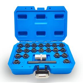 22PCS Wheel Locking Nut Key Kit Compatible with Audi 2002-2012, Wheel Lock Nut Scoket Adapter Set, Wheel Anti-Theft Lug Nut Removal Tool, Anti-Theft Screw Remover