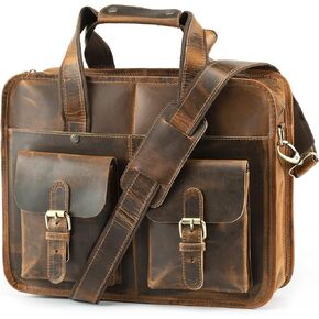 Handmade World Leather Laptop Briefcase Messenger Bag For Men Women 'Arthur Travel' Fits 15 Inch Computer Crossbody Satchel Bag For Office Work