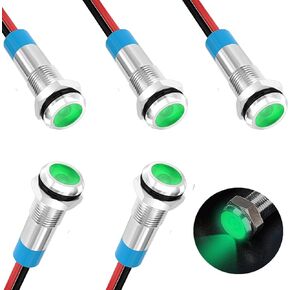 smseace 5Pack 1/4''(6mm) AC/DC12-24V LED Indicator Light Waterproof IP67 Aluminum Black Anodized 24 Volt led Lights Metal Pilot Lamp Lights Red Panel LED Indicator Signal Light