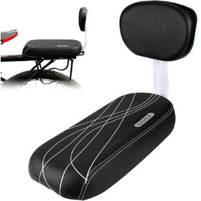 Bicycle Back Seat Mounted Bike Seat PU Leather Soft Cushion Bike Rear Seat Cushion Saddle with Backrest Bicycle Accessories for Outdoor Riding