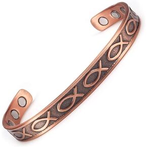 Fish Pattern Vintage Solid Copper Magnetic Bracelet - Fashion Gift with 6 Magnets