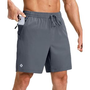 Men's Running Shorts 7 Inch with Zipper Pockets Quick Dry Lightweight Athletic Shorts for Workout Gym Basketball