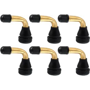 X AUTOHAUX 6pcs Auto Tire Valve Air Tyre PVR60 Valve Stem Bent 90 Degree Angled Snap in Rubber Base for Car Truck Motorcycle Bike Scooter ATV
