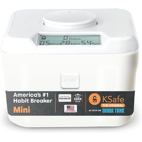 Kitchen Safe Time Lock Safe - Phone Safe Box with Timer, Timed Lock Box for Snacks & Valuables - KSafe Time Locking Container for Improved Self-Control (Mini, White Lid + 3.0" White Base)