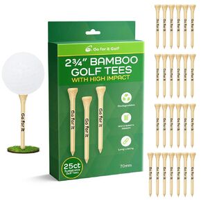 Golf Tees 2.75 Inches - High Strength Bamboo Golf Tees, Built with Professional Quality and Strength, Wooden Golf Tees Bulk, Wood Tees for Golfers, Golf Accessories - 2.75" - 25ct