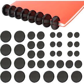 36 قطعة (2 بوصة، 1-3/8 بوصة، 1 بوصة) أقراص دفتر الملاحظات المنفصلة، ​​أقراص توسيع سوداء من البلاستيك أقراص ربط منفصلة لأجهزة الكمبيوتر المحمولة DIY ومستلزمات سجل القصاصات المخططة (أسود)