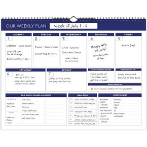 Global Printed Products Weekly Family Planner - 52 Undated Weeks for Planning and Organizing Family Activities - 13 x 17