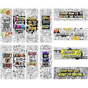60 Piece DIY Inspirational Bookmarks for Students, Bulk Bookmarks, Cool Double-Sided Coloring Bookmark for Class Gifts, Color Your Own Book Marks for Kids, Adults, Teachers, Women, Men, Book Lovers