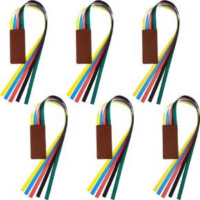 6 Pieces Bible Ribbon Bookmark Multi Ribbon Page Marker Leatherette Bookmark for Books(Bright Color)