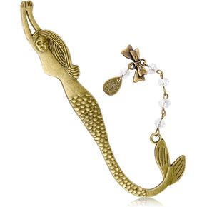 Koogel Metal Bookmark,Mermaid Bookmark with A String of Beads Christmas Gift for Women, Kids, Writers, Readers, Teachers, Birthday Gifts