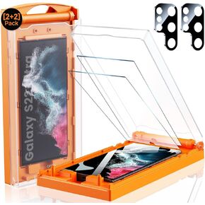 MRGLAS 2+2 واقي شاشة الخصوصية الفائق لهاتف Samsung Galaxy S22 مقاس 6.8 بوصة مع واقي عدسة الكاميرا [كابينة المحاذاة التلقائية/إزالة الغبار] فيلم مضاد للتجسس، متوافق مع معرف بصمة الإصبع بنسبة 100%، صديق للحافظة