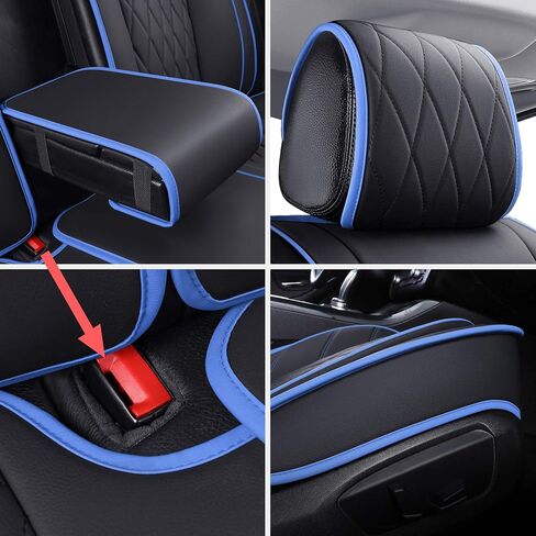 أغطية مقاعد Aierxuan الأمامية للكابتن من الجلد المقاوم للماء متوافقة مع Honda Civic CRV Toyota 4Runner Corolla Pilot Rogue Murano Pathfinder Armada Forte Cherokee (قطعتان أماميتان، أسود) in Saudi Arabia