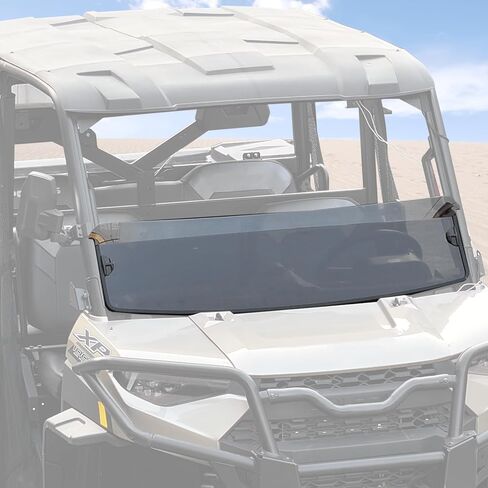 A & UTV PRO نصف زجاج أمامي ملون لـ Polaris Ranger XP 1000 / Crew / Diesel / XP 900 2017-2024، ملحقات النوافذ ذات فتحات تهوية صلبة، أقوى 250 مرة من الزجاج، استبدل OEM # 2883301، قطعة واحدة in Kuwait