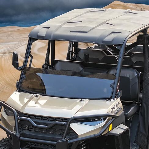 A & UTV PRO نصف زجاج أمامي ملون لـ Polaris Ranger XP 1000 / Crew / Diesel / XP 900 2017-2024، ملحقات النوافذ ذات فتحات تهوية صلبة، أقوى 250 مرة من الزجاج، استبدل OEM # 2883301، قطعة واحدة in Kuwait