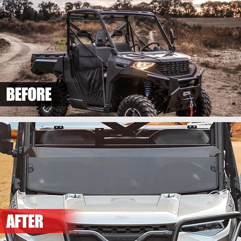 A & UTV PRO نصف زجاج أمامي ملون لـ Polaris Ranger XP 1000 / Crew / Diesel / XP 900 2017-2024، ملحقات النوافذ ذات فتحات تهوية صلبة، أقوى 250 مرة من الزجاج، استبدل OEM # 2883301، قطعة واحدة in Kuwait