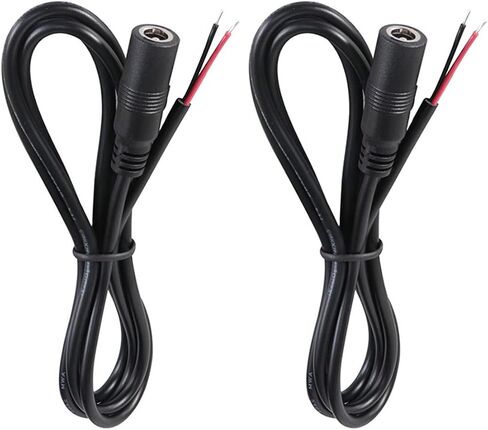 2 قطعة 3FT 16AWG 5V-24V DC كابل أسلاك التوصيل المصنوعة، 5.5 مم × 2.1 مم موصل أسطواني أنثى إلى سلك عاري كابل إصلاح مفتوح الطرف لكاميرا CCTV الأمنية، DVR، ضوء شريط LED in Saudi Arabia