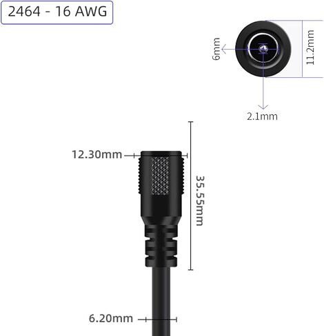 2 قطعة 3FT 16AWG 5V-24V DC كابل أسلاك التوصيل المصنوعة، 5.5 مم × 2.1 مم موصل أسطواني أنثى إلى سلك عاري كابل إصلاح مفتوح الطرف لكاميرا CCTV الأمنية، DVR، ضوء شريط LED in Saudi Arabia