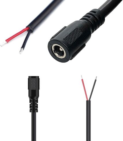2 قطعة 3FT 16AWG 5V-24V DC كابل أسلاك التوصيل المصنوعة، 5.5 مم × 2.1 مم موصل أسطواني أنثى إلى سلك عاري كابل إصلاح مفتوح الطرف لكاميرا CCTV الأمنية، DVR، ضوء شريط LED in Saudi Arabia