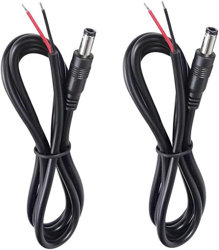 2 قطعة 3FT 16AWG 5V-24V DC كابل أسلاك التوصيل المصنوعة، 5.5 مم × 2.1 مم موصل أسطواني أنثى إلى سلك عاري كابل إصلاح مفتوح الطرف لكاميرا CCTV الأمنية، DVR، ضوء شريط LED in Saudi Arabia