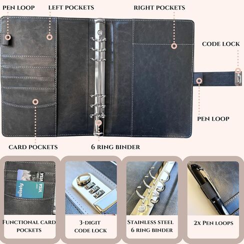 100 Envelopes Money Saving Challenge Binder with Code Lock, and Laminated Tracker, A5 Budget Binder with Cash Envelopes, Easy and Fun Way to Save $5050 (Black) in Saudi Arabia
