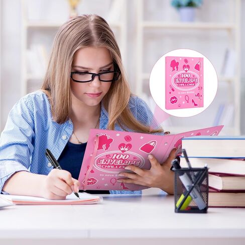 مجلد تحدي 100 ظرف، مجلد ميزانية لتوفير المال مقاس A5 مع مظاريف نقدية، كتاب تحديات التوفير لتوفير 5050 دولارًا، مناسب لمخطط الميزانية وتوفير المال in Kuwait