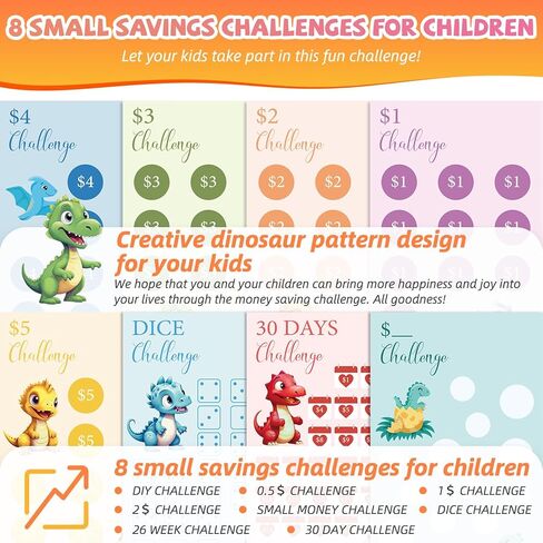 32Pcs Budget Binder Savings Challenge Trackers for Budget Planner, A6 Money Saving Wallet Cash Organizer Book Cards with $1, 2, POCKET MONEY, DICE Challenge, 26 WEEKS, 30 DAYS, DIY in Kuwait