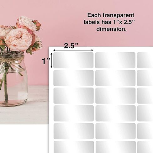 Performore Glossy Crystal Clear Address Labels for Laser Printer, 1X2.5 Inch Self Adhesive, 30 Labels per Sheet, 10 Letter Sheets Size Included, 300 Labels, Transparent Printable Rectangle in Saudi Arabia