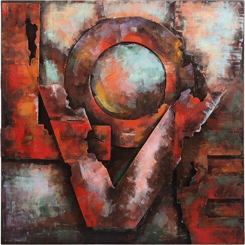 Empire Art Direct - PMO-130212-3232 Love Mixed Media Iron لوحة فنية جدارية ذات أبعاد مرسومة يدويًا، 32 بوصة × 32 بوصة × 2.6 بوصة، جاهزة للتعليق in Saudi Arabia