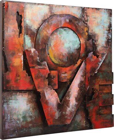 Empire Art Direct - PMO-130212-3232 Love Mixed Media Iron لوحة فنية جدارية ذات أبعاد مرسومة يدويًا، 32 بوصة × 32 بوصة × 2.6 بوصة، جاهزة للتعليق in Saudi Arabia