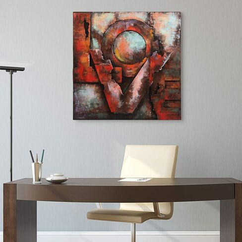 Empire Art Direct - PMO-130212-3232 Love Mixed Media Iron لوحة فنية جدارية ذات أبعاد مرسومة يدويًا، 32 بوصة × 32 بوصة × 2.6 بوصة، جاهزة للتعليق in Saudi Arabia