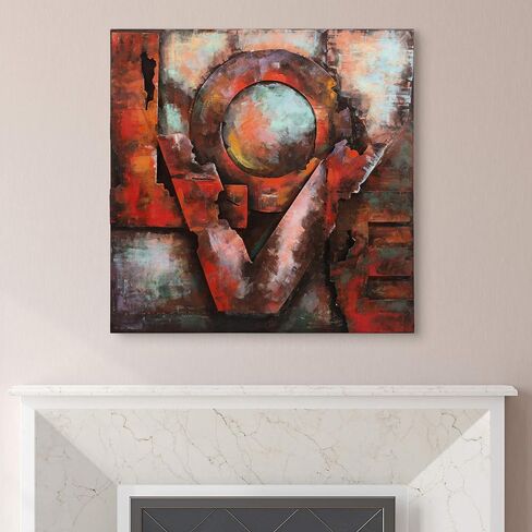 Empire Art Direct - PMO-130212-3232 Love Mixed Media Iron لوحة فنية جدارية ذات أبعاد مرسومة يدويًا، 32 بوصة × 32 بوصة × 2.6 بوصة، جاهزة للتعليق in Saudi Arabia