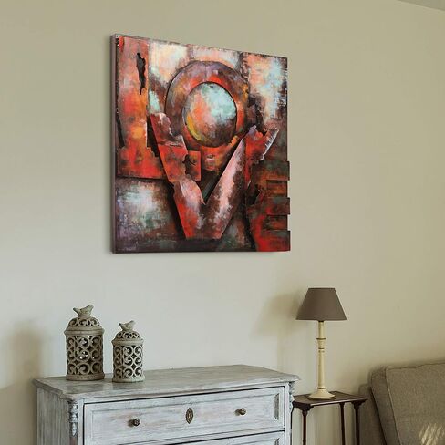 Empire Art Direct - PMO-130212-3232 Love Mixed Media Iron لوحة فنية جدارية ذات أبعاد مرسومة يدويًا، 32 بوصة × 32 بوصة × 2.6 بوصة، جاهزة للتعليق in Saudi Arabia