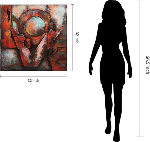Empire Art Direct - PMO-130212-3232 Love Mixed Media Iron لوحة فنية جدارية ذات أبعاد مرسومة يدويًا، 32 بوصة × 32 بوصة × 2.6 بوصة، جاهزة للتعليق in Saudi Arabia
