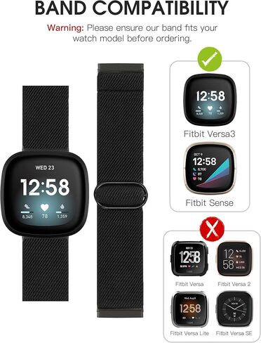 Moolia 4 حزم من النايلون المرن المتوافق مع Fitbit Versa 4/Versa 3/Sense 2/Sense، حزام رياضي من القماش المطاطي قابل للتعديل لساعة Fitbit Versa 4 الذكية للنساء والرجال in Kuwait
