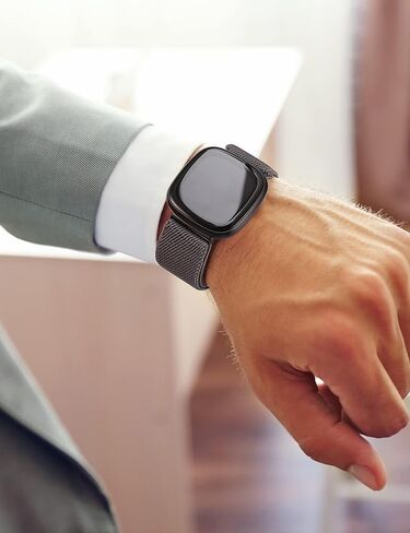 Moolia 4 حزم من النايلون المرن المتوافق مع Fitbit Versa 4/Versa 3/Sense 2/Sense، حزام رياضي من القماش المطاطي قابل للتعديل لساعة Fitbit Versa 4 الذكية للنساء والرجال in Kuwait