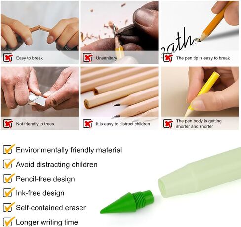 أقلام رصاص ملونة بدون حبر من AUAUY، 12 قطعة قلم رصاص إلى الأبد مع ممحاة، أقلام تلوين سحرية إنفينيتي قلم رصاص يدوم طويلاً بدون شحذ لكتابة الرسم مع 12 لونًا إضافيًا قابلة للاستبدال in Kuwait