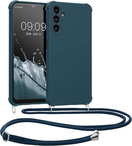 kwmobile Crossbody Case Compatible with Samsung Galaxy A14 5G Case - TPU Silicone Cover with Strap - Black in Saudi Arabia