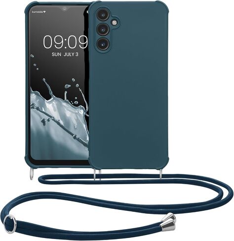 kwmobile Crossbody Case Compatible with Samsung Galaxy A14 5G Case - TPU Silicone Cover with Strap - Black in Saudi Arabia