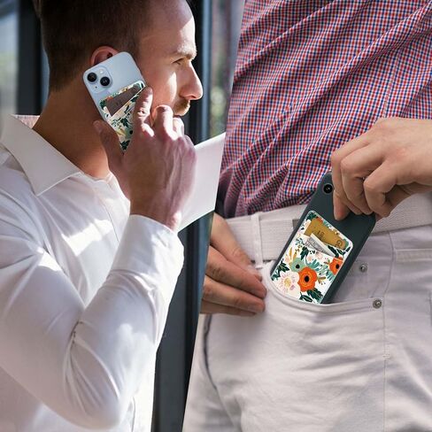 Leather Phone Card Holder Phone Wallet, Stick Back Phone Wallet Sticker Stylish Phone Case Credit Card Holder, Suitable for iPhone, Samsung, Android and Most Smart Phones.Green Leaf Flower in Kuwait